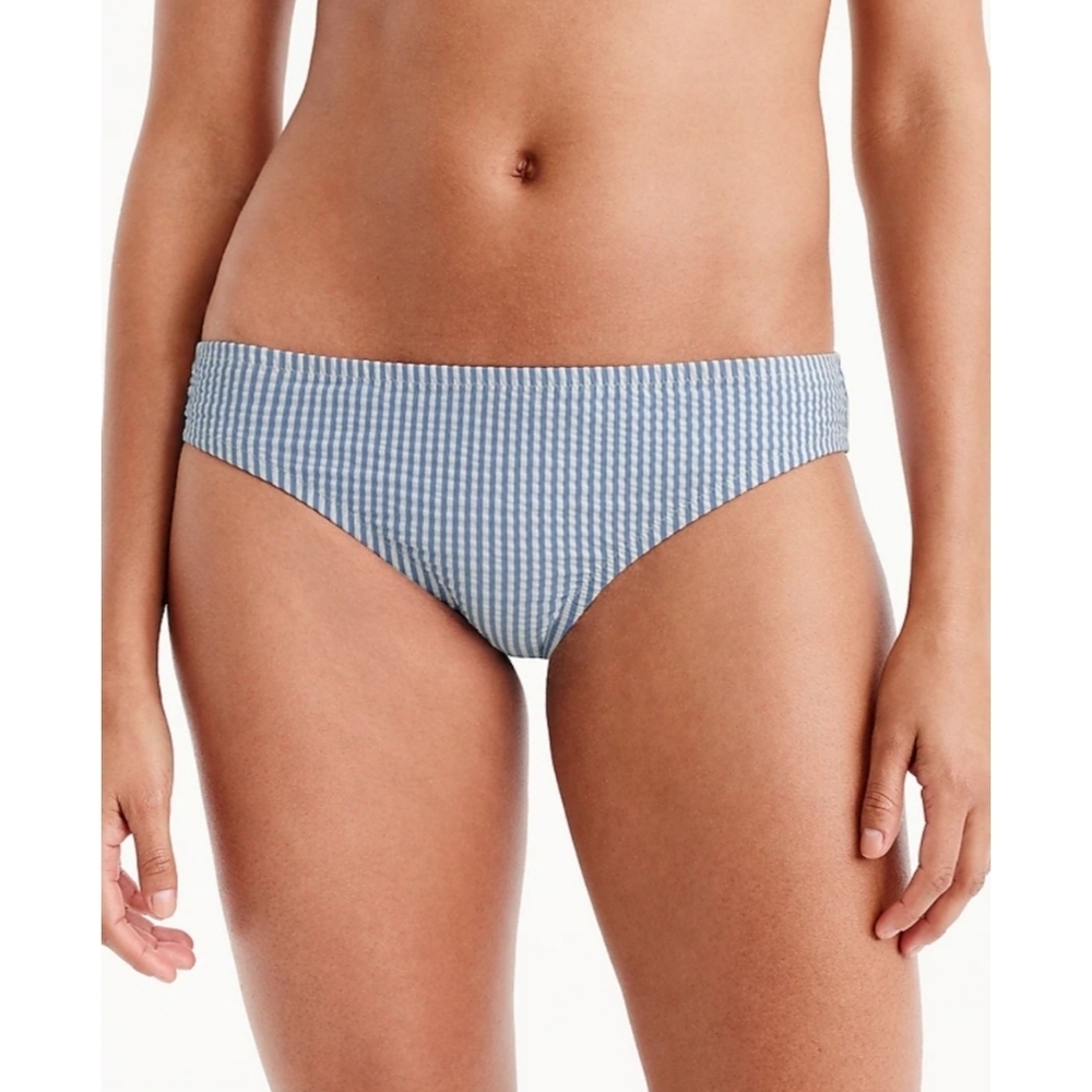 J. Crew Blue and White Seersucker Bikini Bottoms